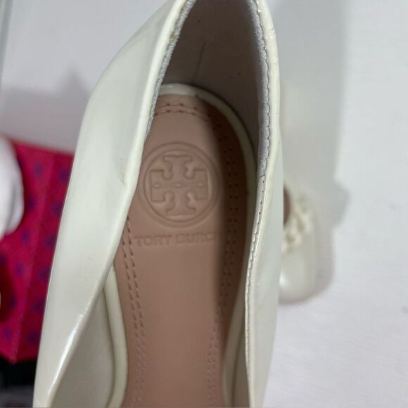 NIB TORY BURCH Ivory Addison Pump Box Calf Heels Women’s Sz 5.5 Shoes NEW 44916 - Picture 7 of 13